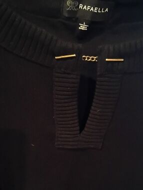 Rafaella Black Knit Top with Gold Bar Accent